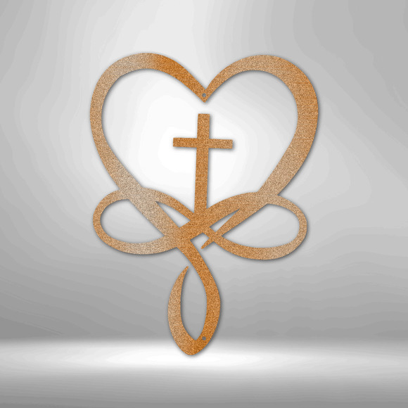 Scripture Sign Love Infinity Cross Steel Sign Laser Cut Powder Coated Home & Of
